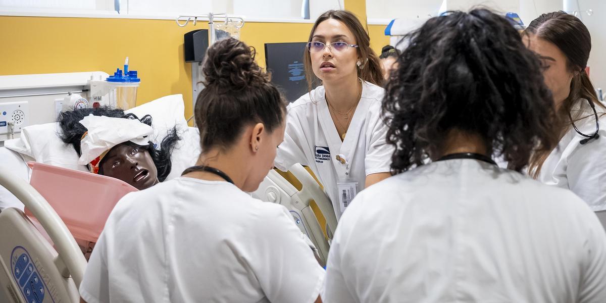 Nursing student in a simulation lab.