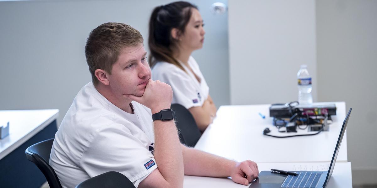 Nursing student in a lecture class.